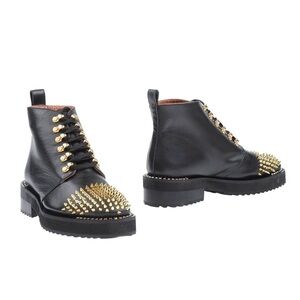 ras gold-tone metal spikes rhinestones ankle boots